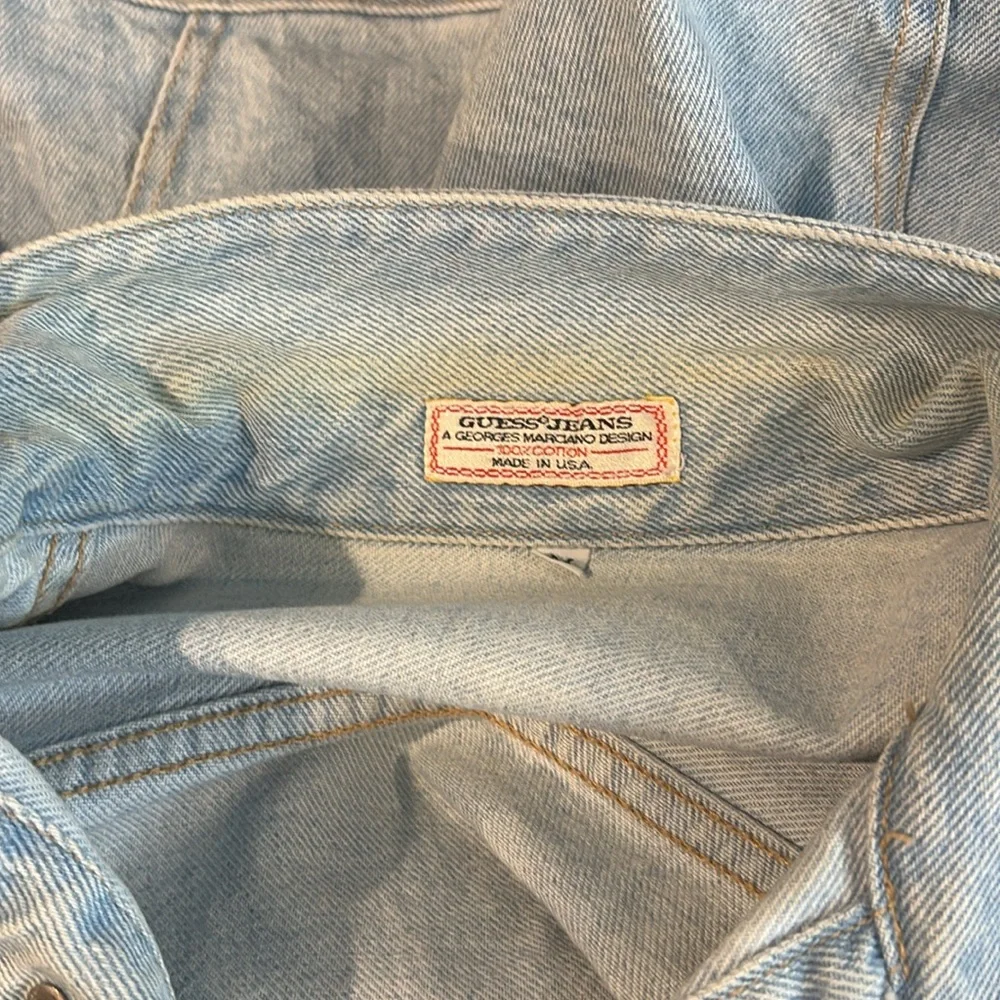 Vintage 90s Guess Georges Marcano Light Wash Denim Cropped Jean Jacket Size M